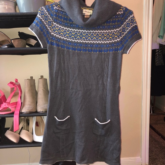 Gray Sweater Dress w/ Blue & Gold Stitching 💙💛 - Picture 3 of 4